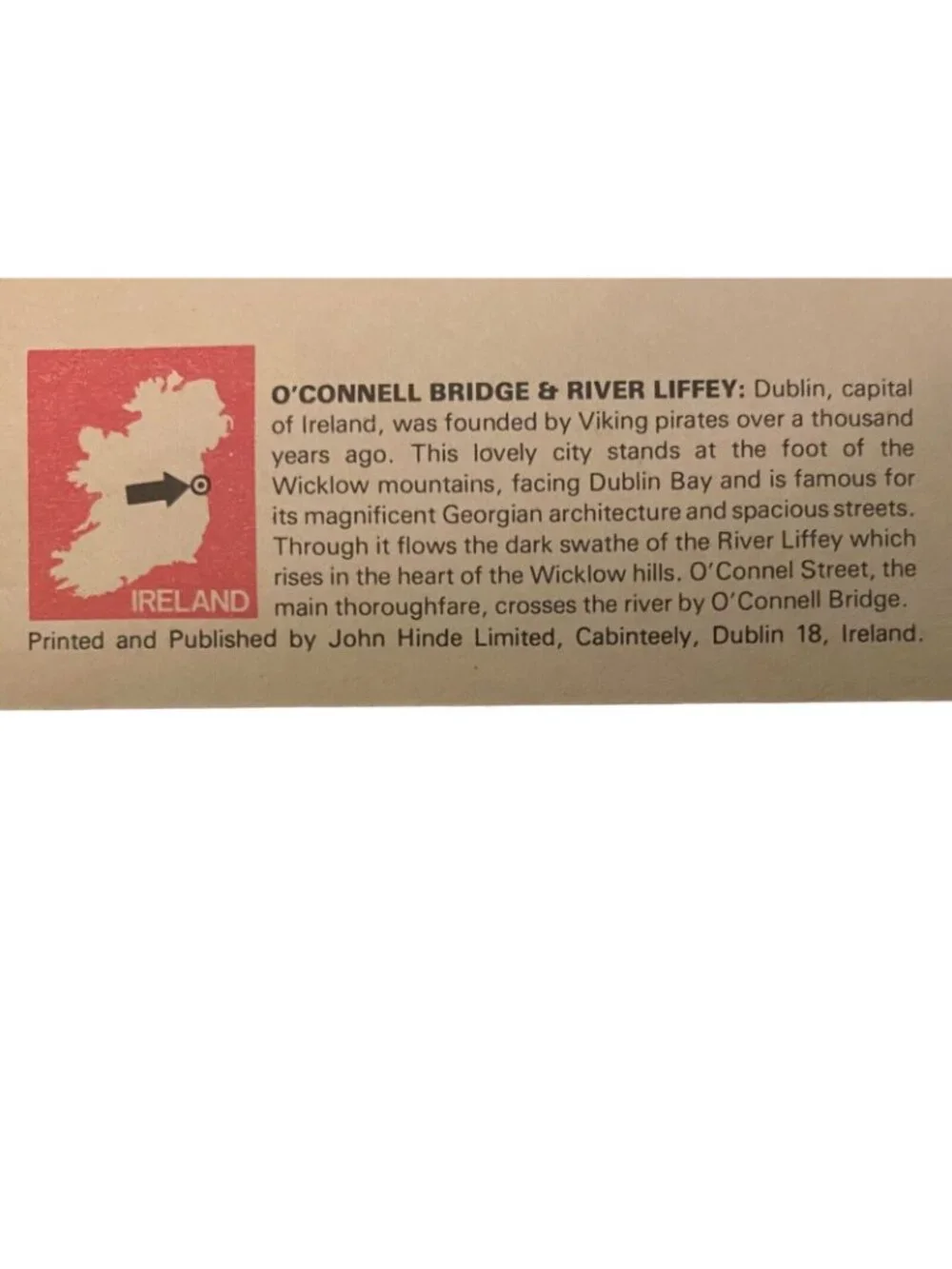 O’Connell Bridge Dublin Vtg Postcard Ireland John Hinde Unposted